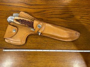 Parker Brothers 9 3/4" Clip Point Hunting Knife w/Interchangeable Hatchet Blade Japan