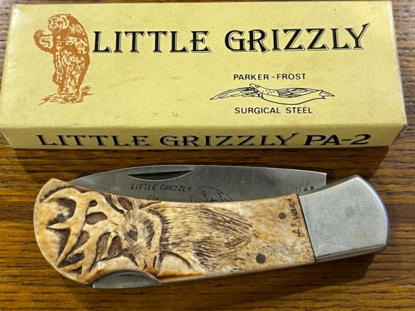 Parker Cut. Co. Little Grizzly Lockback Folding Knife w/Carved Bone Scales Parker Cut. Co. Little Grizzly Lockback Folding Knife w/Carved Bone Scales