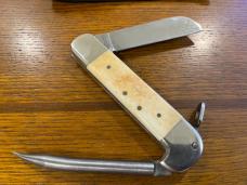 Parker Cut. Co. Sailors Rigging Marlin Spike Knife w/Scrimshaw Smooth Bone Scales Japan