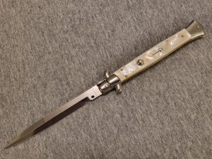 *NOS* Frank Beltrame ITALIAN 11" GENUINE Mother of Pearl Stiletto w/Bayonet Blade 4MM