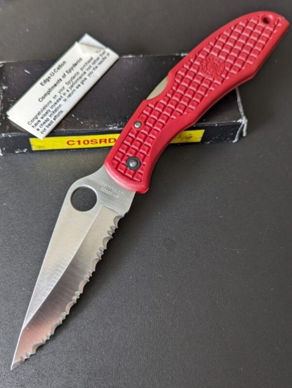 Early Spyderco Seki Japan Endura G-2 Stainless, Rare Red Lockback Knife NOS-NIB Early Spyderco Seki Japan Endura G-2 Stainless, Rare Red Lockback Knife NOS-NIB