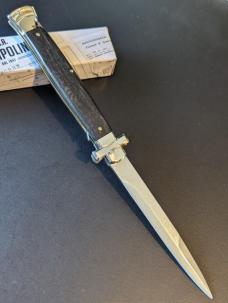 NIB 11"- 28 cm A.G.A. Campolin Maltese lockback auto in super beautiful quality Ebony Wood stiletto NIB 11"- 28 cm A.G.A. Campolin Maltese lockback auto in super beautiful quality Ebony Wood stiletto