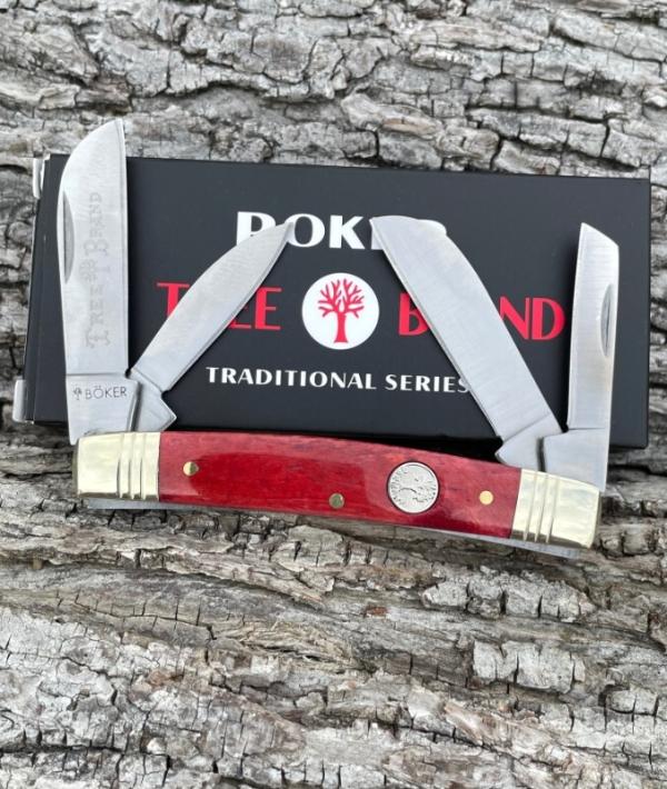 TREE BRAND BOKER ** SMOOTH RED BONE 1095 CARBON 4 BLADE CONGRESS TREE BRAND BOKER ** SMOOTH RED BONE 1095 CARBON 4 BLADE CONGRESS