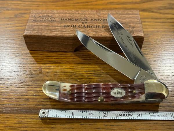 Cripple Creek "Ta Na Chalahume Mountain" 2-Blade Folding Knife w/Jigged Purple Bone Scales Cripple Creek "Ta Na Chalahume Mountain" 2-Blade Folding Knife w/Jigged Purple Bone Scales