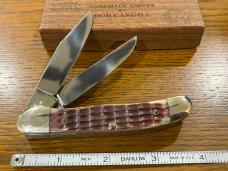 Cripple Creek "Ta Na Chalahume Mountain" 2-Blade Folding Knife w/Jigged Purple Bone Scales Cripple Creek "Ta Na Chalahume Mountain" 2-Blade Folding Knife w/Jigged Purple Bone Scales