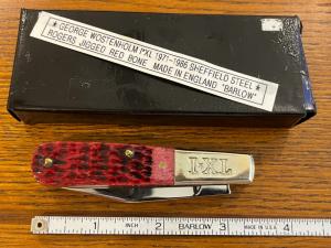 I*XL Wostenholm 2-Blade Barlow Knife w/Jigged Red Bone Scales Japan
