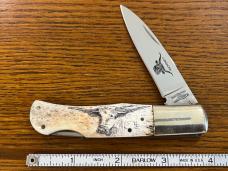 Parker-Frost #560 Longhorn Lockback Knife w/Longhorn Scrimshaw Bone Scales Japan Parker-Frost #560 Longhorn Lockback Knife w/Longhorn Scrimshaw Bone Scales Japan