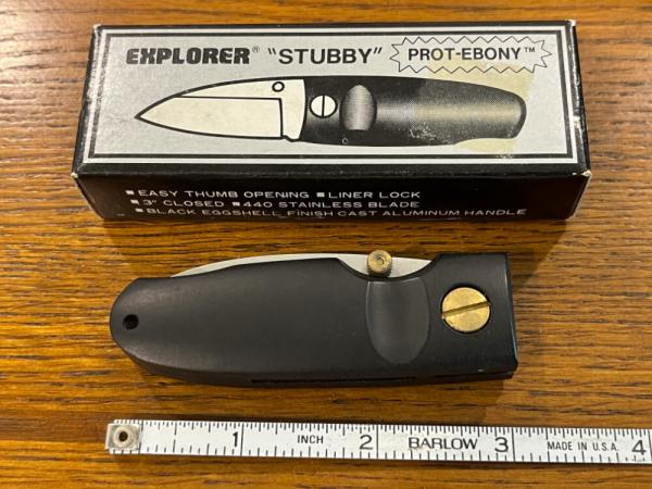 Explorer 11-323 "Stubby" Folding Knife w/Black Metal Handles Japan Explorer 11-323 "Stubby" Folding Knife w/Black Metal Handles Japan