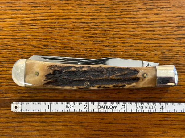 Battle Axe Shouse & Hardin 2-Blade Trapper Knife w/Stag Scales USA Battle Axe Shouse & Hardin 2-Blade Trapper Knife w/Stag Scales USA