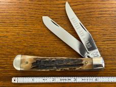 Battle Axe Shouse & Hardin 2-Blade Trapper Knife w/Stag Scales USA Battle Axe Shouse & Hardin 2-Blade Trapper Knife w/Stag Scales USA