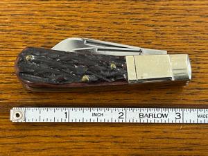 Battle Axe Hickey & Shouse 2-Blade Barlow Knife w/Pick Bone Scales Germany