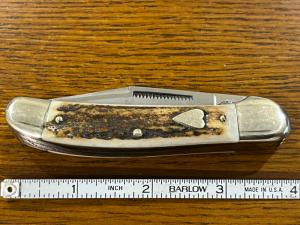 Bulldog 1983 Rabbit Hound 2-Blade Copperhead Knife w/Jigged Bone Scales Germany 