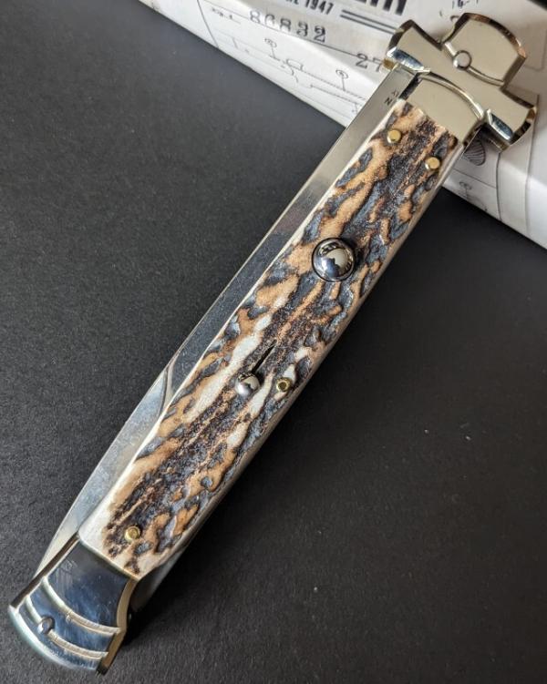  NIB 11"- 28cm Stag Horn A.G.A. Campolin Maltese lockback auto