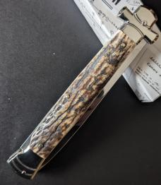 NIB 11"- 28cm Stag Horn A.G.A. Campolin Maltese lockback auto NIB 11"- 28cm Stag Horn A.G.A. Campolin Maltese lockback auto