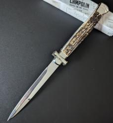 NIB 11"- 28cm Stag Horn A.G.A. Campolin Maltese lockback auto NIB 11"- 28cm Stag Horn A.G.A. Campolin Maltese lockback auto