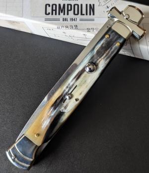  NIB 11"- 28 cm A.G.A. Campolin Brazilian Horn Maltese lockback a super beautiful quality stiletto