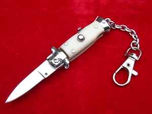 3-3/4" Italian automatic Wasp Body Ivory handle Stiletto keychain Switchblade Knife 