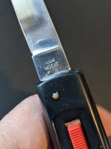 VINTAGE ITALIAN COLLINI "FLYLOCK" SLIDE BUTTON "ROSTFREI PATENT" AUTOMATIC KNIFE VINTAGE ITALIAN COLLINI "FLYLOCK" SLIDE BUTTON "ROSTFREI PATENT" AUTOMATIC KNIFE