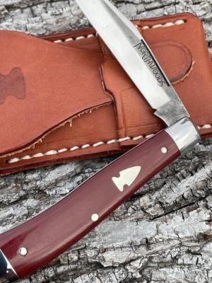 NORTHWOODS KNIVES ** RED LINEN MICARTA HAWTHORNE JACK GEC MADE