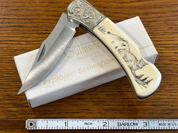 Gutmann Explorer K04012 Schrimshaw Lockback Knife Japan Gutmann Explorer K04012 Schrimshaw Lockback Knife Japan