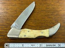 National Blade "Golden Eagle" Scrimshaw Single-Blade Clasp Lockback w/Ivory Bone Scales 