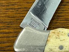 National Blade "Golden Eagle" Scrimshaw Single-Blade Clasp Lockback w/Ivory Bone Scales 