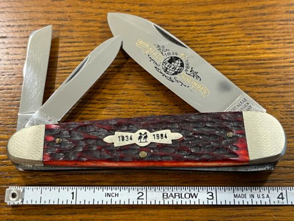 Kissing Crane Robert Klaas 1984 Ltd Ed 150th Ann 3-Blade Folding Knife w/Jigged Bone Scales SN#0073 Kissing Crane Robert Klaas 1984 Ltd Ed 150th Ann 3-Blade Folding Knife w/Jigged Bone Scales SN#0073