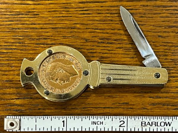 Richards of Sheffield 1942 Lucky Farthing Pocket Knife w/Gold Filled Handle Richards of Sheffield 1942 Lucky Farthing Pocket Knife w/Gold Filled Handle