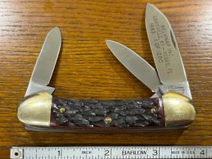I*XL Wostenholm Ltd Ed 1983 Belknap Inc 3-Blade Canoe Knife w/Jigged Bone Scales SN#0169 England