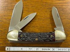 I*XL Wostenholm Ltd Ed 1983 Belknap Inc 3-Blade Canoe Knife w/Jigged Bone Scales SN#0169 England
