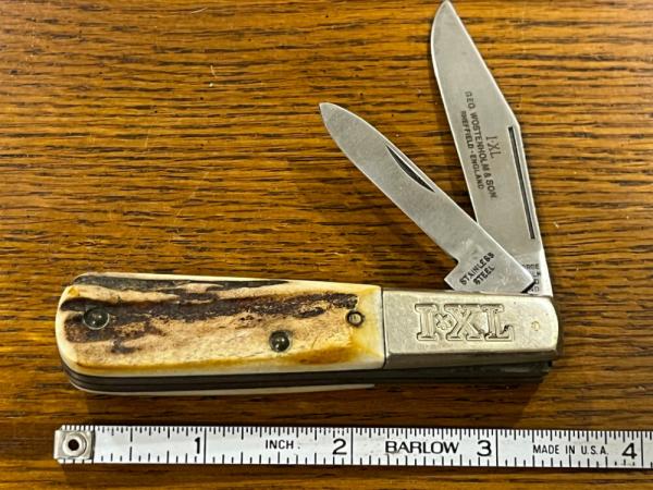I*XL Wostenholm 2-Blade Barlow Knife w/Stag Scales England 