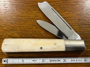 Smoky Mountain Knife Works 2-Blade Barlow Knife w/Ivory Smooth Bone Scales 
