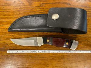 Parker-Edwards 6 3/8" Trailing Point Hunting Knife w/Stainless Steel Blade & Pakkawood Scales