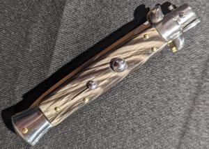 NOS GIOVANNI BELTRAME 23CM-9 INCH FLAT BLADE BUFFALO HORN STILETTO 