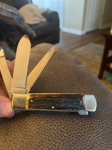 WEIDMANNSHEIL Super Fat & Gnarly Stag Handle Lockback With Three Blades Plus The Moose Sheild WEIDMANNSHEIL Super Fat & Gnarly Stag Handle Lockback With Three Blades Plus The Moose Sheild