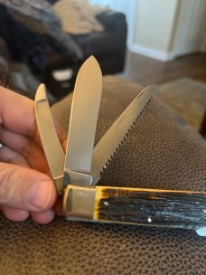 WEIDMANNSHEIL Super Fat & Gnarly Stag Handle Lockback With Three Blades Plus The Moose Sheild WEIDMANNSHEIL Super Fat & Gnarly Stag Handle Lockback With Three Blades Plus The Moose Sheild
