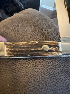 WEIDMANNSHEIL Fat & Gnarly 5" Long Closed Lockback With Push Lever In Blade Release And Moose Sheild WEIDMANNSHEIL Fat & Gnarly 5" Long Closed Lockback With Push Lever In Blade Release And Moose Sheild