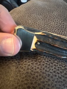 WEIDMANNSHEIL Fat & Gnarly 5" Long Closed Lockback With Push Lever In Blade Release And Moose Sheild WEIDMANNSHEIL Fat & Gnarly 5" Long Closed Lockback With Push Lever In Blade Release And Moose Sheild