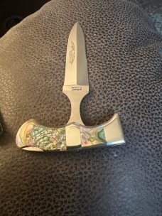 Parker Cultery Co Surgical Steel Made In Japan 3" Long Abalone Handle With A 3" Blade Make A T Knife Parker Cultery Co Surgical Steel Made In Japan 3" Long Abalone Handle With A 3" Blade Make A T Knife