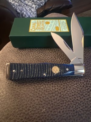 CANAL STREET CUTLERY 2135522 Blue Rope Jigged Bone Swell Center Limited Edition #18 With Gold Sheild