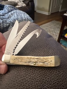 2007 Case XX USA 5354GS SS Fat & Gnarly Stag Handle Trapper With Speer, Guthook & Saw Blade Like New 2007 Case XX USA 5354GS SS Fat & Gnarly Stag Handle Trapper With Speer, Guthook & Saw Blade Like New
