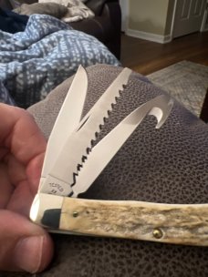 2007 Case XX USA 5354GS SS Fat & Gnarly Stag Handle Trapper With Speer, Guthook & Saw Blade Like New