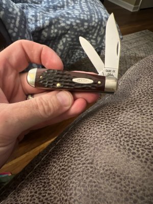 1972 Case XX USA 8 Dots 6235 1/2 Reddish Bone Handles Jack Knife With Two Blades & Spotless Well