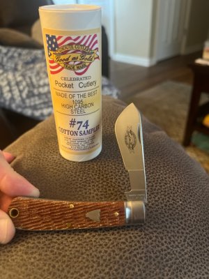 GEC / TIDIOUTE Cutlery Co 749123 Natural Textured Micarta #74 Cotton Sampler Brand New In Tube