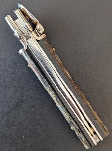 NIB AGA CAMPOLIN MINI DOMINUS 6"-15CM LEVER AUTO IN GENUINE ABALONE 
