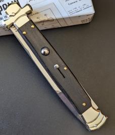  NIB 11"- 28 cm A.G.A. Campolin Maltese lockback auto in super beautiful quality Ebony Wood stiletto