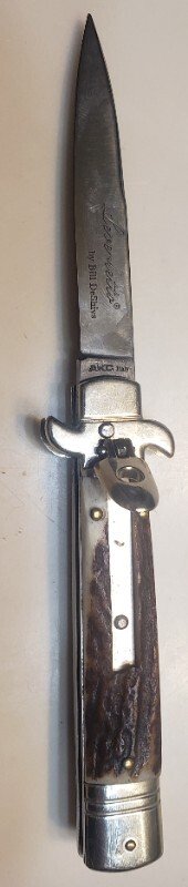   8.0"AKC Lever Lock Switchblade Stag Horn 
