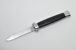 Vintage OTF Out the Front Automatic Switchblade Early K-108 - Smooth Black Handles