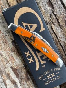 CASE XX ** SFO 2023 PERSIMMON ORANGE BONE TIGER STRIPE SMALL 4 BLADE CONGRESS