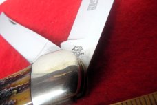 QUEEN CUTLERY CO TITUSVILLE #39 AMBER BONE FOLDING HUNTER 5-1/4" MINT BEAUTY WITH SNAP